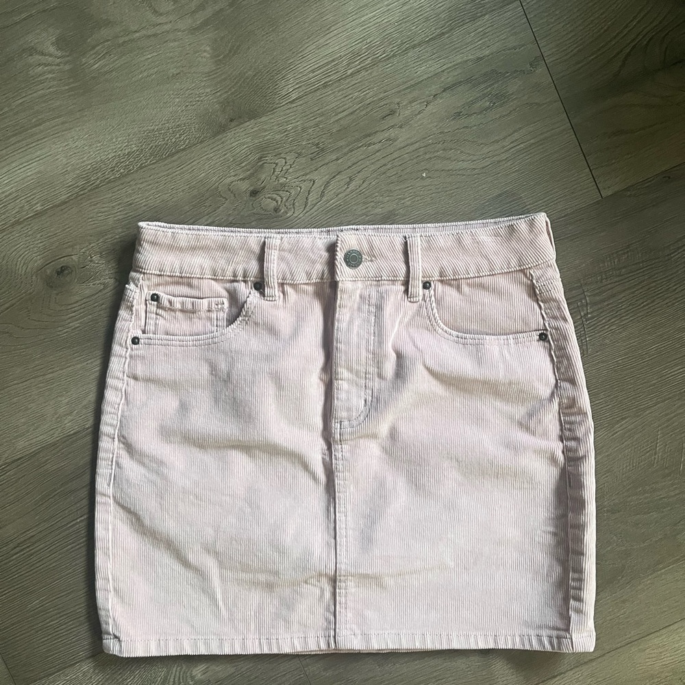 Baby Pink Denim Corduroy Pencil Skirt